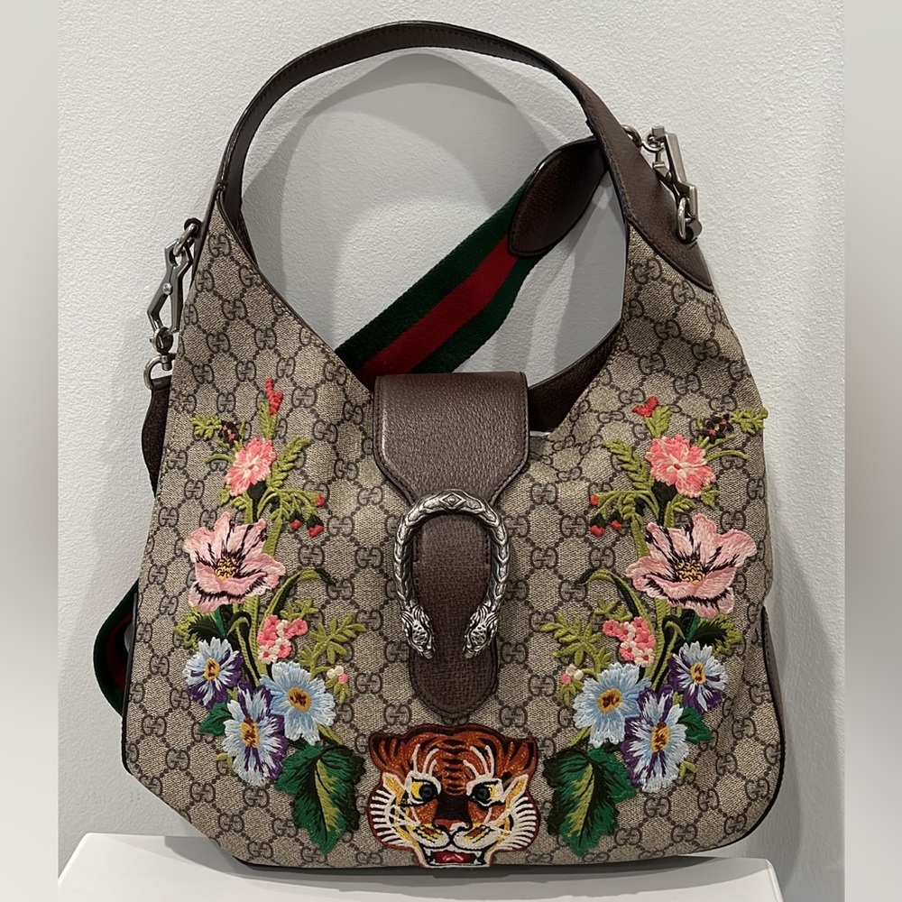 GUCCI DIONYSUS EMBROIDERED GG COATED CANVAS MEDIUM
